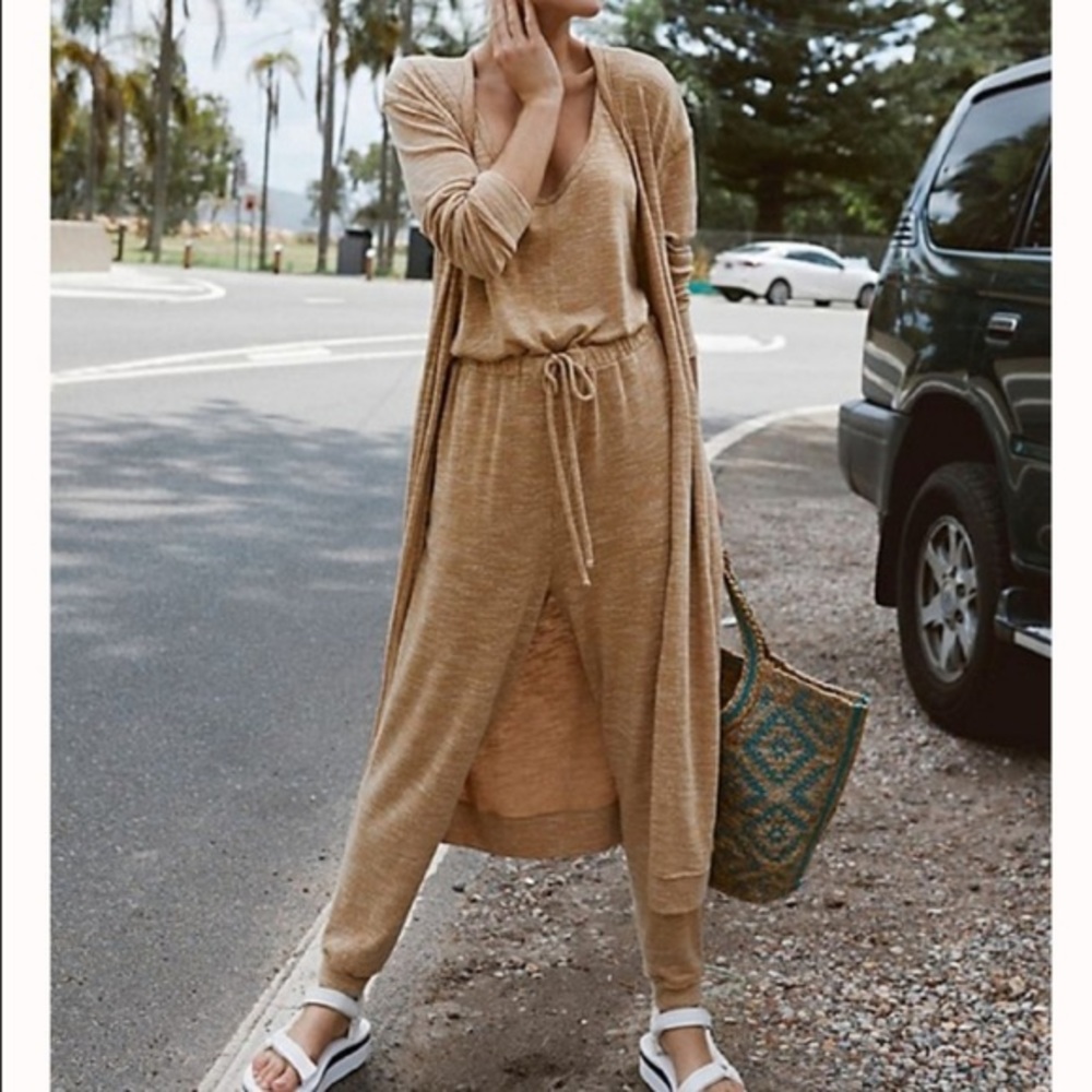 Free People FP romper cardigan “bi coastal set”